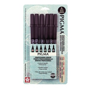 Sakura Pigma Professional Brush Pen Black 6/Pack (SAK50030) - 1 of 1
