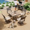 Pamapic 5-Piece Metal Patio Outdoor Dining Set with Square Table and Rattan Swivel Chairs with Cushion - 3 of 4
