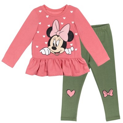 Disney Minnie Mouse Mickey Mouse T-Shirt and Leggings Outfit Set Infant to Big Kid