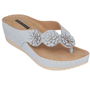 GC Shoes Ammie Flower Comfort Slide Wedge Sandals - 1 of 4