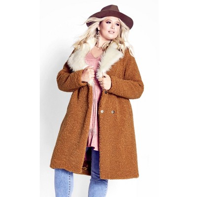 Avenue Women's Plus Size Teddy Faux Fur Jacket