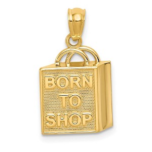 Black Bow Jewelry 14k Yellow Gold Born to Shop Tote Bag Pendant - 1 of 4