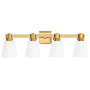 POWLIG 30-in 4-Light Gold Modern Dimmable Vanity Light with Cone Milk White Glass Shade Suitable for Bathroom Living Room - 1 of 4