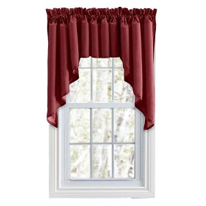 Ellis Stacey 3" Rod Pocket High Quality Fabric Solid Color Window Lined Swag Set Filler Valance 42"x13" Merlot - 1 of 4