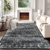 Vintage Abstract Area Rugs for Living Room Bedroom Washable Low Pile Non Slip Carpet Indoor Ultra Soft Retro Printed Distressed Rug - 2 of 4