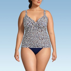 Lands' End Women's Wrap Underwire Tankini Top Swimsuit - 1 of 3