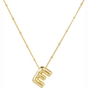 Personalized Balloon Letter Necklace 14K Gold Plated Alphabet Jewelry - 1 of 4