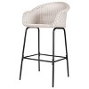 Outdoor PE Rattan Barstools,Metal Bar Stools with Armrests and Footrest,UV Resistant Patio Bar Chairs for Garden or Balcony-Coolbibila - 3 of 4