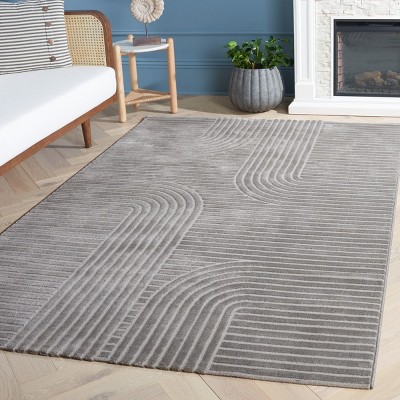 Saylor Gray Geometric Hand-knotted Square Rug
