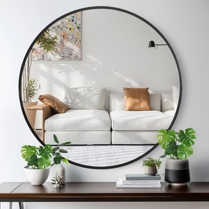 Aluminum Alloy Thin Edge Black Circular Hanging Mirror 120*120*2.8cm - 1 of 4