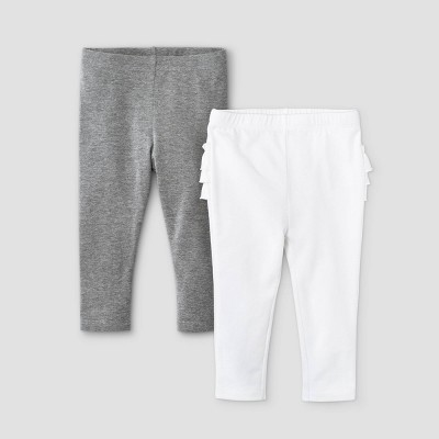 Image of Baby Girls' 2pk Ruffle Leggings - Cat & Jack™ White Newborn