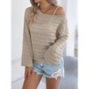 Womens Solid Scoop Neck Off Shoulder Hollow Out Sweater Long Sleeve Loose Lightweight Knit Pullover Sweater - 4 of 4