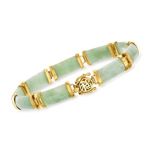 Ross-Simons Green Jade "Good Fortune" Bracelet in 18kt Gold Over Sterling - 1 of 4