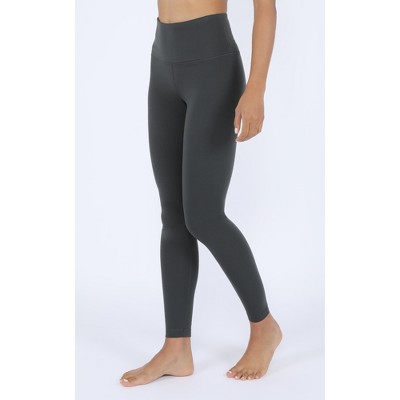 90 Degree By Reflex Interlink Faux Leather High Waist Cire Ankle Legging -  Night Sage - Small