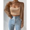 Womens Cardigan Long Sleeve Open Front Sweater Bolero Cropped Cardigan Ribbed Knit Sweater Sweater Shrug - 3 of 4