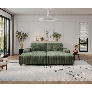 SeaCamel Convertible combination sofa, corduroy fabric, fluffy modern sleeper sofa chair, oversized combination living room double lounge chair - 1 of 4