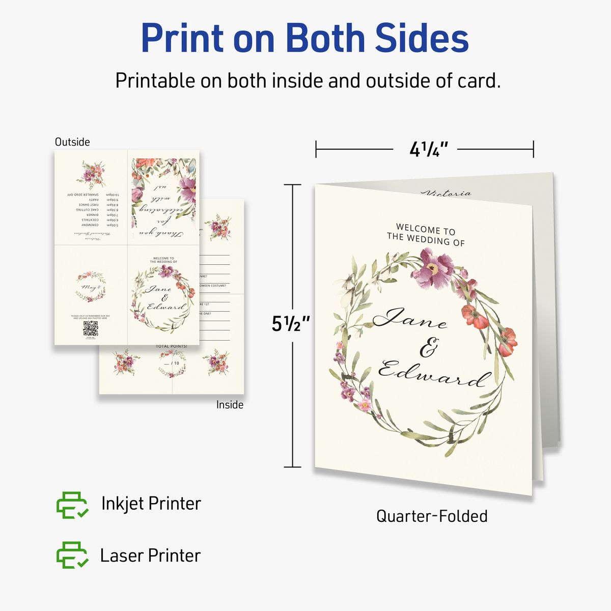 Avery Matte Ivory Greeting Cards, 4-1/4" x 5-1/2" Rectangle Quarter Fold - thumbnail 6
