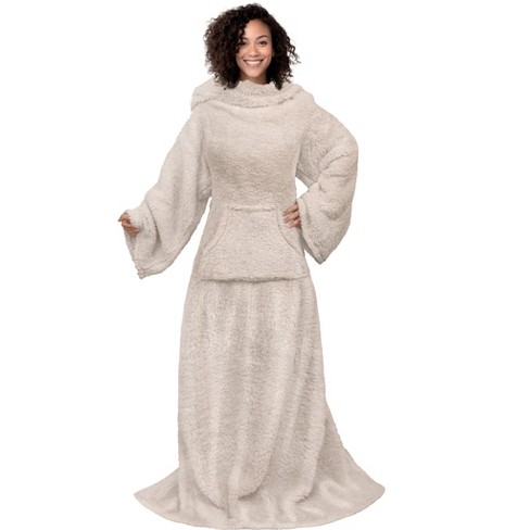 Plush sleeved online throw