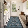 Washable Floral Print Botanical Rug Non Slip Low Pile Rug Soft Floor Cover Foldable Indoor Carpet for Living Room Bedroom Home Office - 2 of 4