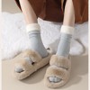 Anna-Kaci Women's 3-Pair Plush Cuffed Crew Socks Soft Knit Ribbed Design Comfortable Everyday Wear - 3 of 4