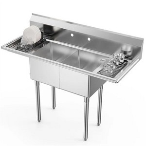 winado 2 Compartment 304 Stainless Steel Sink With 2 Drainboards - 1 of 4