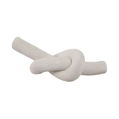 White Knot Sculpture Decor - Pottery & Cement Decorative Object for Home, Office, Bedroom, Living Room, 11 Inches