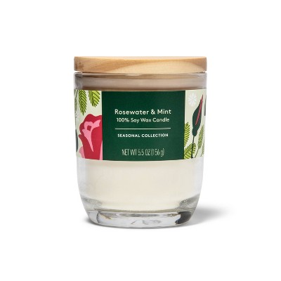 Rosewater & Mint Flame Candle - 5.5oz - Everspring™