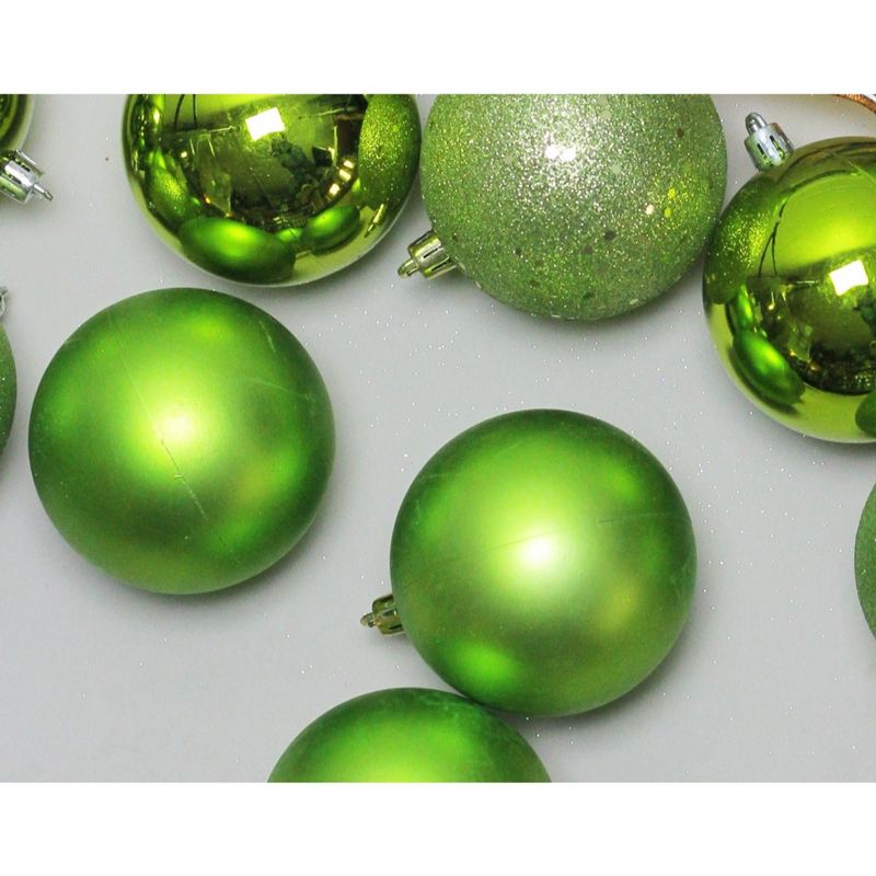 Northlight 32ct Shatterproof 4-Finish Christmas Ball Ornament Set 3.25" - Kiwi Green, 3 of 4