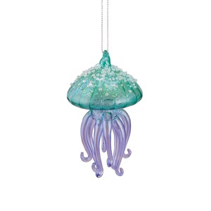 Gallerie II 5" Premium Small Glass Decorative Glitter Jellyfish Hanging Tree Ornament - 1 of 4