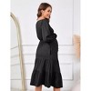 Women's Maternity Dress V Neck Long Sleeve Button Front Tiered Hem Casual Midi Dress - 3 of 4