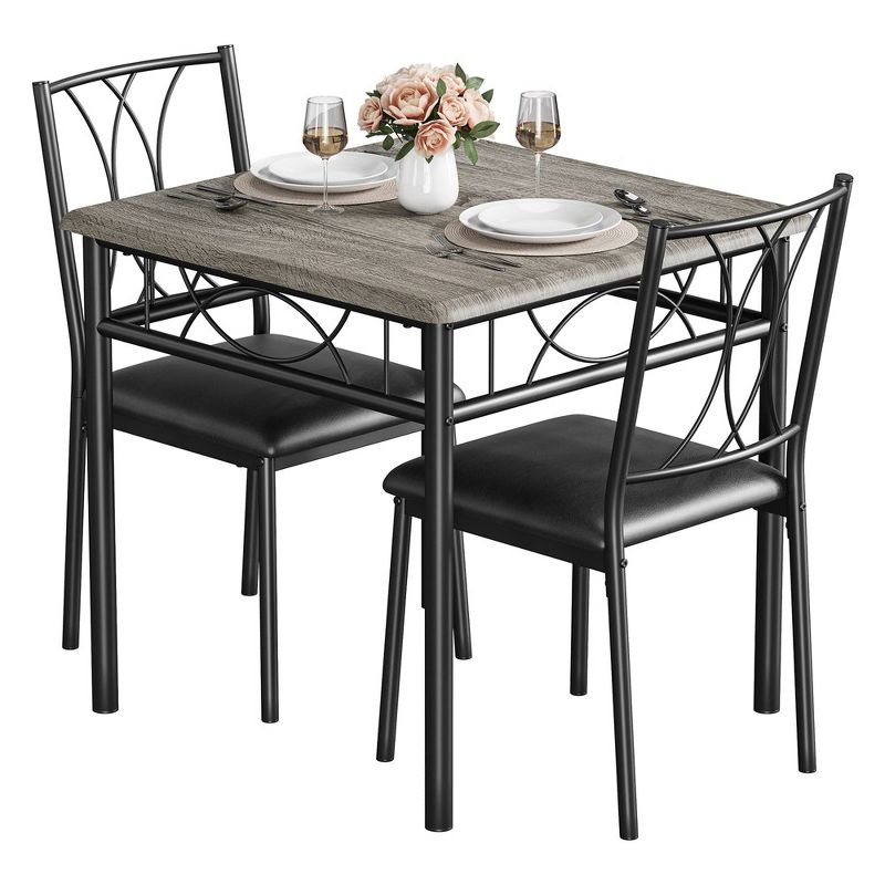 Whizmax 3 Piece Kitchen Table Set, Dining Table and Chairs for 2 for Small Spaces, Apartment, 1 of 9