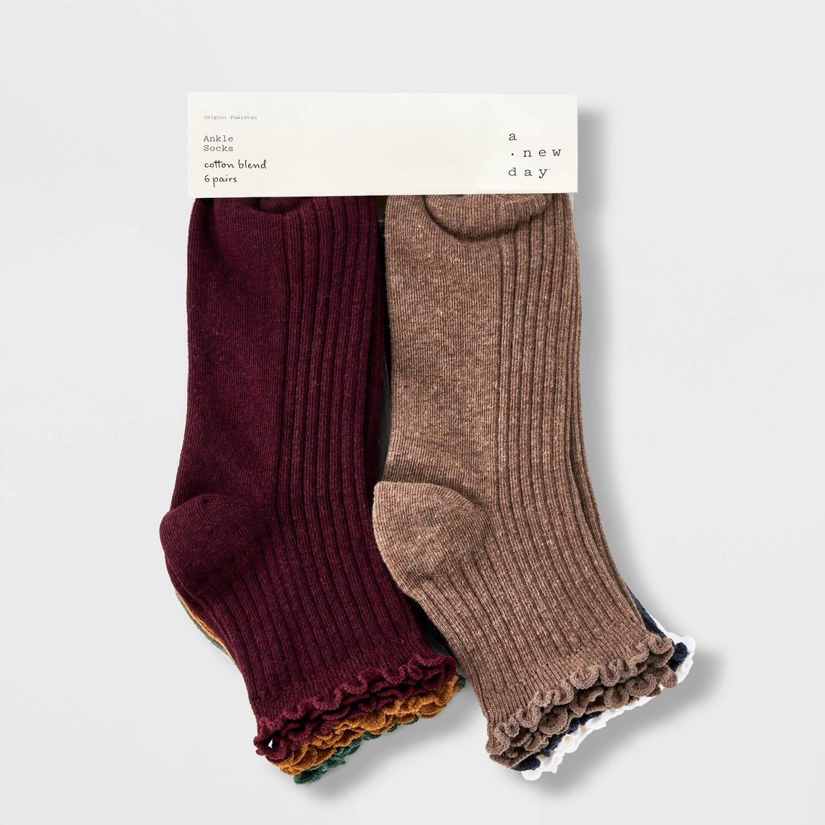 Women's Lettuce Edge 6pk Ankle Socks - A New Day™ 4-10 - thumbnail 8