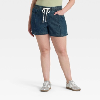 Women's High-Rise Drawstring Denim Beach Shorts - Universal Thread' - image 4
