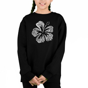LA Pop Art Mahalo - Girl's Word Art Crewneck Sweatshirt - 1 of 3