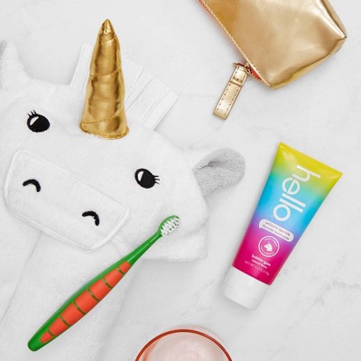 hello Kids&#39; Unicorn Sparkle SLS Free + Vegan Fluoride Toothpaste - Natural Bubble Gum Flavor - 4.2oz