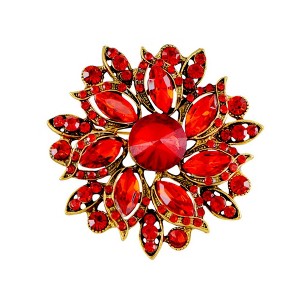 Anna-Kaci Crystal Rhinestone Bridal Flower Wreath Brooch Pin Necklace for Weddings Christmas - 1 of 4