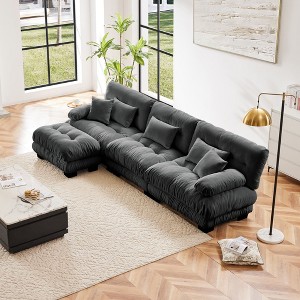NicBex Couches for Living Room 3-Seater Sofa Cloud Couch Comfy Chenille Upholstered Modular Deep Seat Sofa with 5 Pillows and Ottoman - 1 of 4