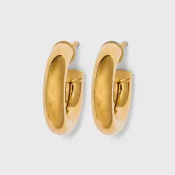 14K Gold Plated Tube Hoop Post Drop Earrings - A New Day™