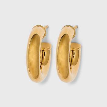 14K Gold Plated Tube Hoop Post Drop Earrings - A New Day™