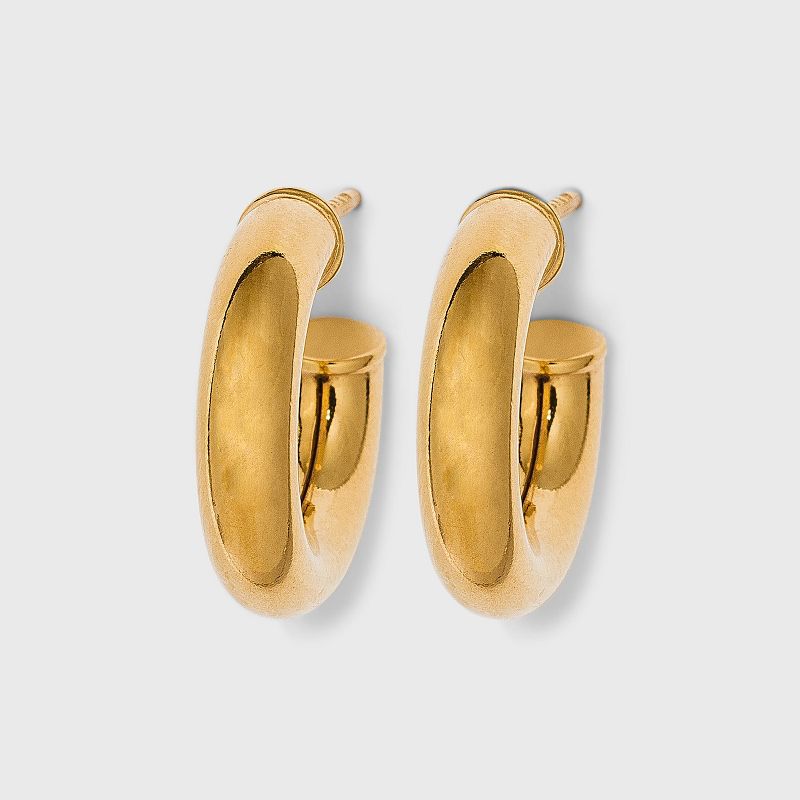14K Gold Plated Tube Hoop Post Drop Earrings - A New Day&#8482;, 1 of 8