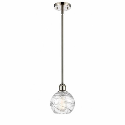 Athens Deco Swirl - 1 Light Stem Hung Mini Pendant In Industrial Style-8 Inches Tall and 6 Inches Wide