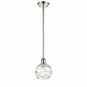 Athens Deco Swirl - 1 Light Stem Hung Mini Pendant In Industrial Style-8 Inches Tall and 6 Inches Wide - 1 of 1