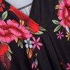 Women's Plus Size Long Sleeve V Neck Tunic Tops Pleated Flowy Tee Shirt Causal Loose Blouse, Red Flower, 5XL - 4 of 4