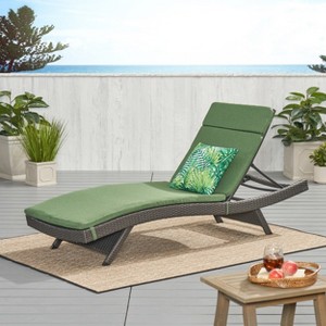 Christopher Knight Home Salem Outdoor Wicker Armless Adjustable Chaise Lounge with Cushion - 1 of 4