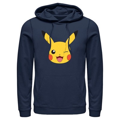 Men's Pokemon Pikachu Wink Face Pull Over Hoodie