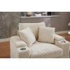 PAGED Upholstered Sofa Corduroy Chaise Lounge Sofa with Handrail Storage, Movable Ottoman, Cupholders for Living Room, Apartment - 3 of 4