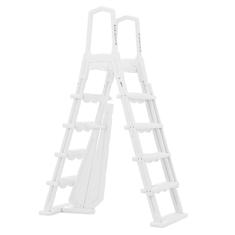 XtremepowerUS Above-Ground Pool Ladder A-Frame Entry Ladder A Type Style Ladder, White, 1 of 7