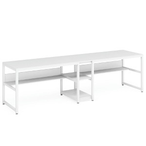 Resenkos Computer Desk, Office Desk, Study Desk,78.7" Two Person Desk, Computer Desk Double Workstation with Shelves,White - 1 of 4