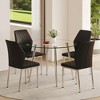 5-Piece Dining Set with Glass Table and 4 PU Armless Chairs - 2 of 4