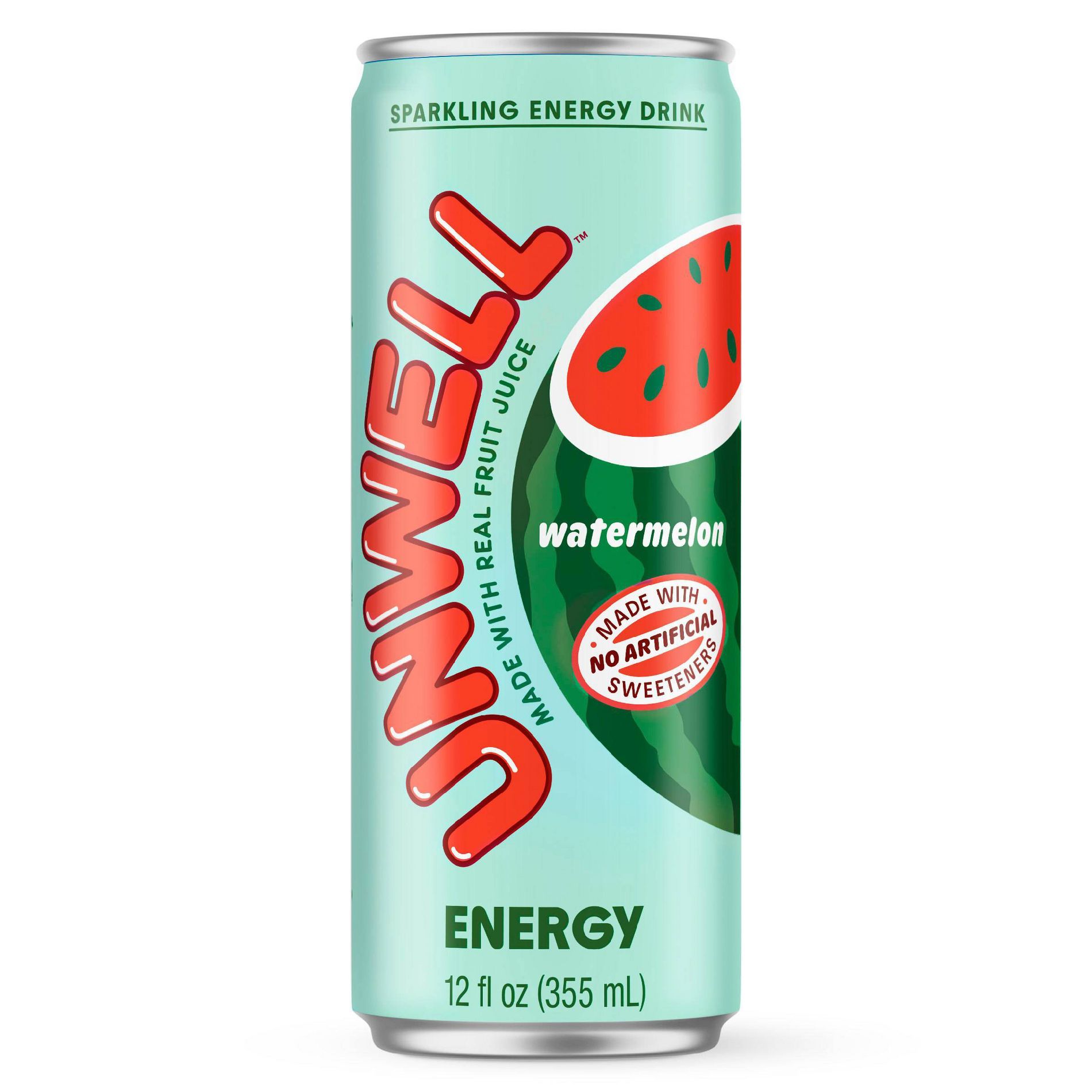 Unwell Energy Watermelon Sparkling Energy Drink with Real Fruit Juice - 12 fl oz